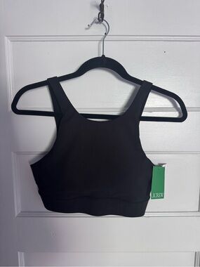 J. Crew Black High-Neck Longline CloudStretch Sports Bra Size Small